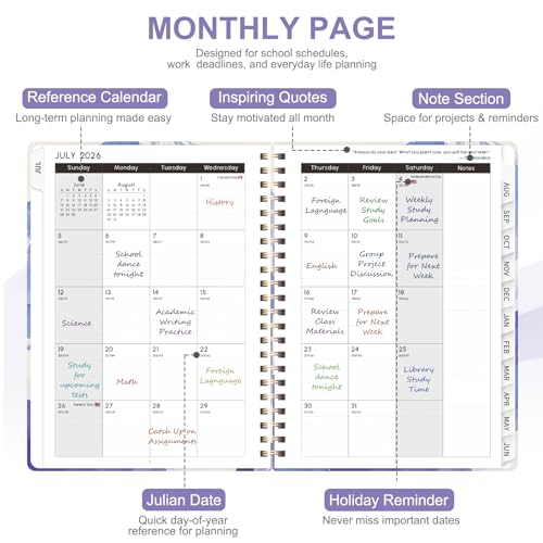Planner 2026-2027, Weekly and Monthly Academic Year Calendar Planner, July 2026 - June 2027, Daily Agenda Book for Office School Supplies, A5(6.3'' x 8.5'') - color: 2607-Mountain Flight, size: 6.3"x8.5"(Jul 2026-Jun 2027)