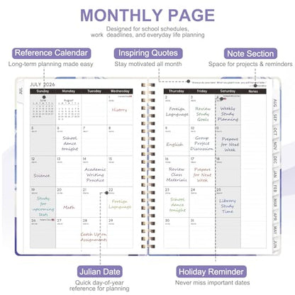 Planner 2026-2027, Weekly and Monthly Academic Year Calendar Planner, July 2026 - June 2027, Daily Agenda Book for Office School Supplies, A5(6.3'' x 8.5'') - color: 2607-Mountain Flight, size: 6.3"x8.5"(Jul 2026-Jun 2027)
