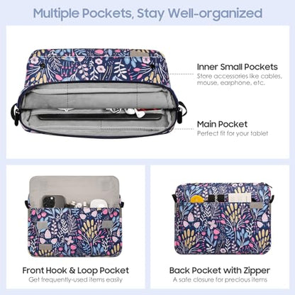 TiMOVO 9-11" Tablet Sleeve with Strap for iPad A16 Tab, Colorful Flower | Protective Carrying Case with Adjustable Shoulder Strap & Pocket, Fits iPad 10th/9th-7th Gen, Air 11/5th/4th, Tab A9+ 11" - color: Colorful Flower
