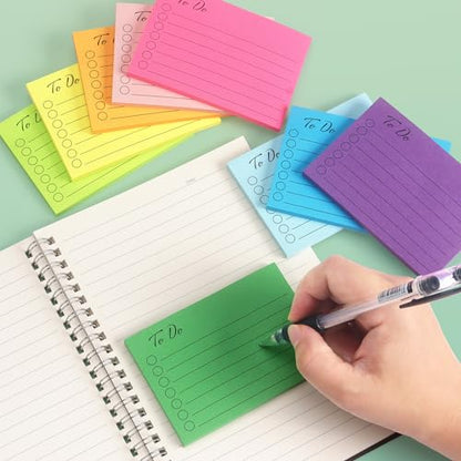 Eastern Wolf 9 Pads to Do Lined Sticky Notes, 9 Bright Multi Colors Self-Stick Note Pads, 3x4 Inch with Line Adhesive Memo Sticky Notes Notepad, 50 Sheet/Pad