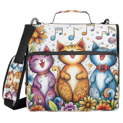 3 Ring Zipper Binder With Shoulder Strap Documents Storage Organizer Animal Dog - color: Three Singing Cats