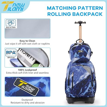 NEW TILAMI Kids Lunch Bag Double Insulated for tilami Rolling Backpack Girls Boys forTravel School Picnic, Midnight Marble Blue - color: Midnight Marble Blue