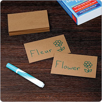 Oxford Kraft Index Cards, 100 Pack, 3x5" Index Cards, Thick, Premium Paper for Gifts, Crafts, Parties, Flash Cards, Brown, Blank on Both Sides (63505)