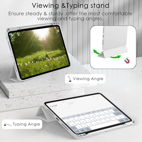 ZryXal iPad Pro 11 Inch Case (M5) 2025/ (M4) 2024 (Model: A2836/A2837/A3006), Trifold Stand Smart Cover with Pencil Holder and Soft TPU Back, Auto Wake/Sleep (New Light Gray) - color: New Light Gray