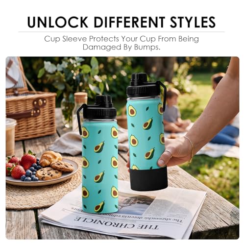 Green Avocado Water Bottle 18oz Stainless Steel Insulated Tumbler Coffee Travel Mug Cup Keeps Drinks Cold & Hot, Cute Avocado Gifts for Women Birthday - color: Avocado