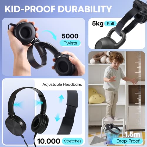 Kids Headphones 2 Pack for School Classroom Students Teens Children Toddler Boys Girls and Adult (HY450, 2 Black) - color: Black, size: 2 Pack