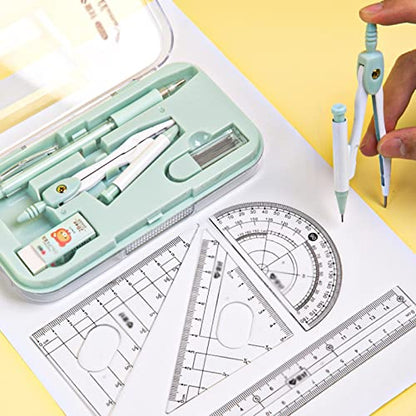 Math Geometry Kit Set Geometry Set Drawing Compass 0.7mm Mechanical Pencil Eraser Protractor Rulers Drafting Compass 8 Piece Set for Student Professional Precision Compass (Color : Gold) - color: Gold