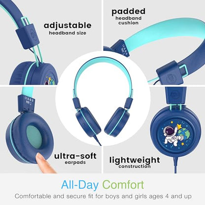 MEE audio KidJamz KJ55 Personalized Wired Headphones for Kids with Custom Full Color Photo Print, 3.5mm Plug Headset, Volume Limiter, & Microphone, Printed Graphics for School, Gift, Travel (Blue) - color: Blue, style: Customized