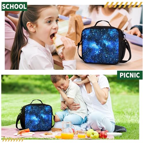 Galaxy Lunch Box for Boys Girls Kids Insulated Lunch Bag Blue Starry Sky Lunchbox Universe Space Reusable Lunch Cooler Tote Bags Thermal Lunch Pail for School Picnic Travel - color: Galaxy
