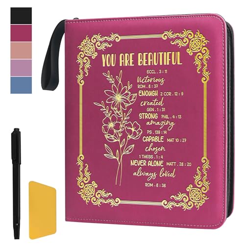 Easter Gift You Are Beautiful Zipper Photos Binder Album 3x5 4x6 5x7 6x8 DIY Magnetic Photo Album for Women Religious Gifts Inspirational Gifts. (Album Beautiful-Rose Red) - color: Album Beautiful-Rose Red