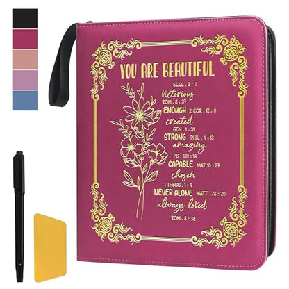 Easter Gift You Are Beautiful Zipper Photos Binder Album 3x5 4x6 5x7 6x8 DIY Magnetic Photo Album for Women Religious Gifts Inspirational Gifts. (Album Beautiful-Rose Red) - color: Album Beautiful-Rose Red