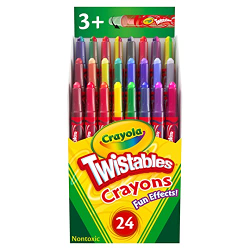 Crayola Twistables Crayons for Kids (24ct) Cute School Supplies for Toddlers, Preschool, Kindergarten, Elementary, Gifts for Boys & Girls, Ages 3, 4, 5 - size: 24 Count (Pack of 1), style: Fun Effects