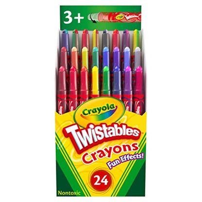 Crayola Twistables Crayons for Kids (24ct) Cute School Supplies for Toddlers, Preschool, Kindergarten, Elementary, Gifts for Boys & Girls, Ages 3, 4, 5 - size: 24 Count (Pack of 1), style: Fun Effects