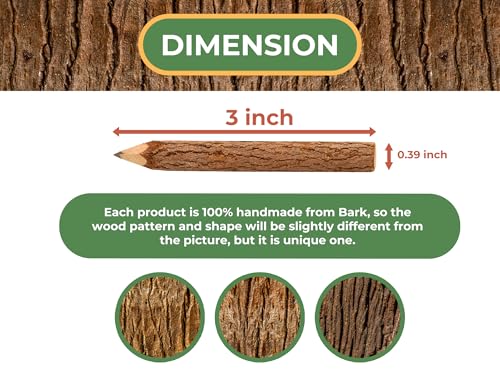 BSIRI Black 3 Inch Wood of 12 in Pack Tree Bark Pencil Favors in Wooden Rustic Twig Pencils Unique Camping Gifts Decorations Party Supplies Novelty Gifts Natural Kid - style: 3 Inch long