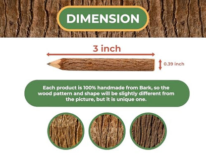 BSIRI Black 3 Inch Wood of 12 in Pack Tree Bark Pencil Favors in Wooden Rustic Twig Pencils Unique Camping Gifts Decorations Party Supplies Novelty Gifts Natural Kid - style: 3 Inch long