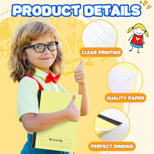 Henoyso 12 Pcs Primary Composition Notebook K-2, Wide Ruled 9.75" x 7.5" Journals, 60 Pages, Writing & Handwriting Practice for Kindergarten, 1st & 2nd Grade, Back to School Supplies (12 Colors) - color: 12 Colors