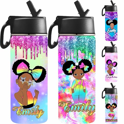 Personalized Water Bottle for Kids, Personalized Girl Water Bottle with Name Stainless Steel Insulated Cup Customized Gifts - color: Color_18