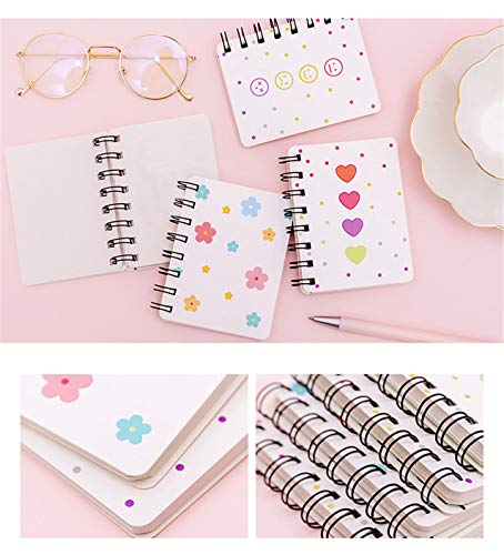 Yansanido Small Spiral Notebook, 4 Pcs 3.14 Inch x 4.13 Inch 4 Style Design Thick Hardcover Blank Pages 80 Sheets -160 Pages Journals for Study and Notes(Spiral 3.14 x4.13 Inch 4set, 3.14 x4.13 Inch)