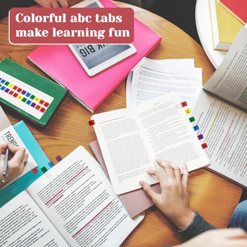 A-Z Sticky Alphabet Tabs, Colorful Self-Adhesive Letter Index Tabs for Notebook, Textbook, Dictionary, and Filing (208 Pcs) - color: Multicolour