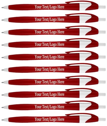 SyPen Personalized Pens With your Custom Logo or Text-500 Pack Bulk-for Businesses, Parties, and Events, Custom Printed Slim Ballpoint Click Pens, Red Barrel Color, Black Ink - color: Red, size: 1 Count (Pack of 500)