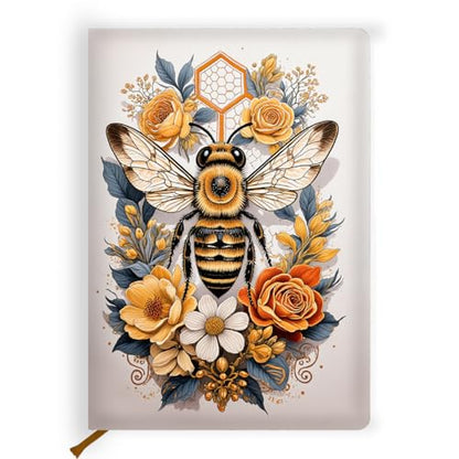 Lovdazzles Pretty Leather Lined Journal Bee Notebooks 200 Pages A5 Ruled Journaling Notebooks, Cute Notebooks for Women,Supplies Gifts for Bee Lovers (5.8 x 8.3) - color: Multi 1727