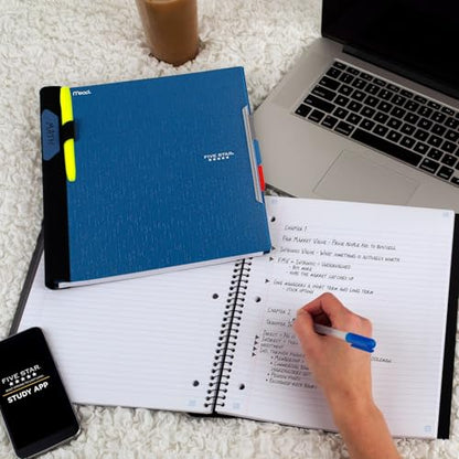 Five Star Advance Spiral Notebook + Study App, 3 Subject, College Ruled Paper, 8-1/2" x 11", 150 Sheets, Spiral Guard, Movable Tabbed Dividers, Pacific Blue (73138) - color: Pacific Blue, size: Pack of 1