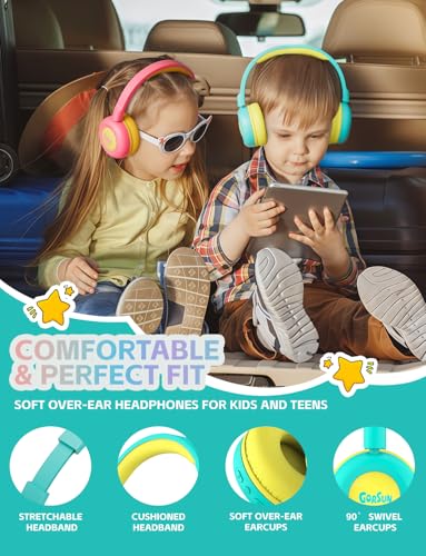 Kids Bluetooth Headphones,Toddler Headphones with Microphone,85dB Volume Limited,Bluetooth 5.4 Twistable Lightweight Kids Wireless Earphones for Boy Girl Tablet Travel School - color: Green