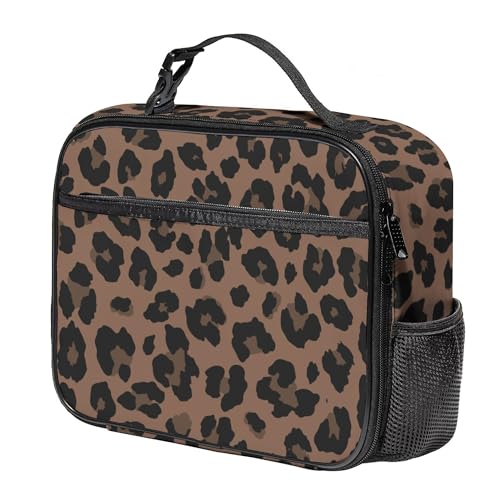 WOBAGMEN Leopard Lunch Box for Kids, Cute Insulated Lunch Bag for Boys Girls,Waterproof Lunch Box with Water Bottle Holder for Teens Adults Picnic Travel Back to School (Brown Leopard) - color: Brown Leopard