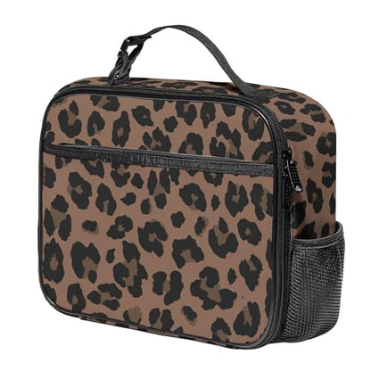 WOBAGMEN Leopard Lunch Box for Kids, Cute Insulated Lunch Bag for Boys Girls,Waterproof Lunch Box with Water Bottle Holder for Teens Adults Picnic Travel Back to School (Brown Leopard) - color: Brown Leopard