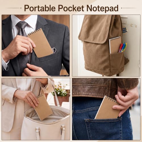 Watersay 100 Pack Small Spiral Notebook Bulk, 3x5 Pocket Notepads,Kraft - color: Kraft