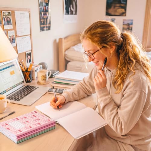 MotiMind 12 Pack Composition Notebooks Back to School Coquette College Ruled Lined 120 Pages Floral Bow Plaid Cherry Composition Books for First Day of School Women Student Supplies, 9.75 x 7.5in