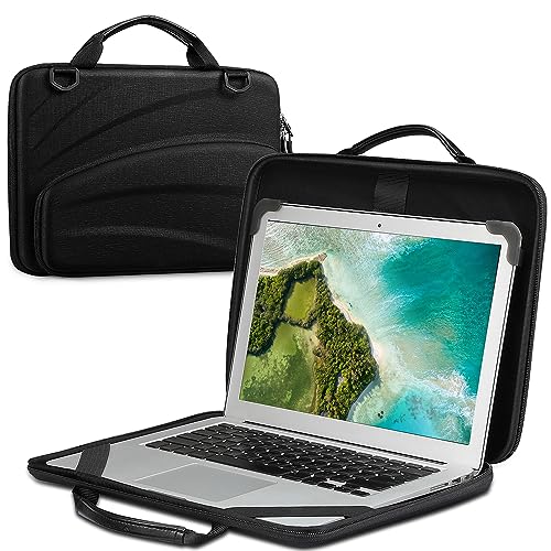 Fintie 13-14'' Chromebook Sleeve Case, Protective Briefcase Shoulder Bag | for Up to 14 inch MacBook Samsung Dell Acer ASUS Lenovo HP Laptop Notebook Ultrabook, Case with Accessory Pouch, Black - color: Black, size: 13-14 Inch