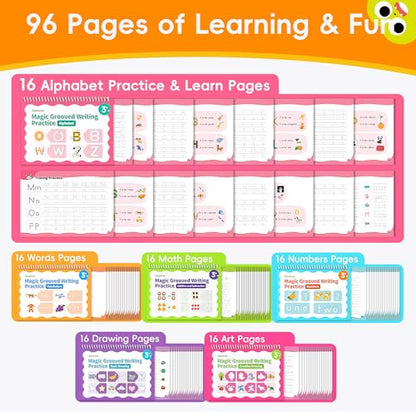 Large Magic Grooved Writing Practice for Kids 3-5, Grooved Writing Books Ages 6-8, Magic Book Handwriting Practice for Kids 5-7, Preschool Workbook Tracing Books for Boys & Girls - size: 1 Count (Pack of 1)