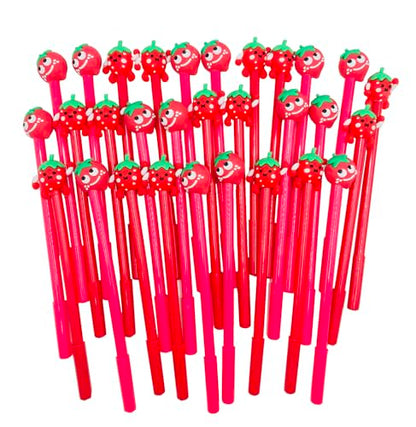 30 Pcs Cute Strawberry Gel Ink Pens, Fruit 0.5 mm Black Ink Cool Novelty Writing Pens for Ournaling, Writing, Note-Taking, Teacher Student School Party Office Home Supplies (Cute Strawberry) - style: Cute Strawberry