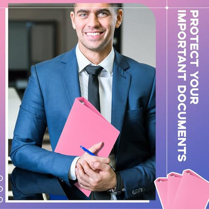 Henoyso 6 Pcs Plastic 1 Inch Mini 3 Ring Binders Fits 5.5" x 8.5" Paper, Holds(Capacity 200 Sheets), Flexible Three Round Rings Small Pink A5 Binders Bulk for School, Office Use, Photo Album - color: Pink, size: 1 Inch