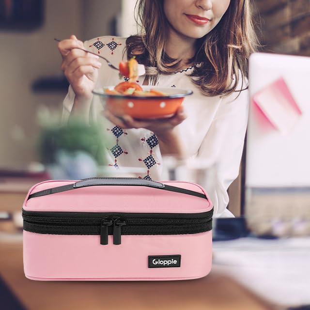 Gloppie Small Lunch Bag - Insulated Lunch Box, Mini Lunchbox Lunch Cooler Bag, Petty Food Containers, Snack Bag, for Adult, Pink - color: Pink