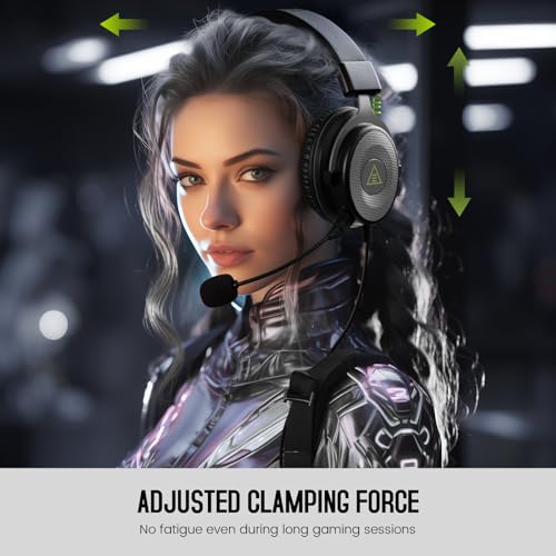 EKSA E900 Headset with Microphone for PC, PS4,PS5, Xbox - Detachable Noise Canceling Mic, 3D Surround Sound, Wired Headphone for Gaming, Computer, Laptop, 3.5MM Jack - color: Black-Sliver