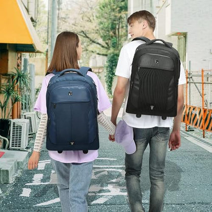 WMHYLYH 22 Inch Rolling Backpack, Waterproof Backpack with Wheels for Business and Travel Commuter, Carry on Laptop Backpack for Women and Adult Men (Blue) - color: Blue