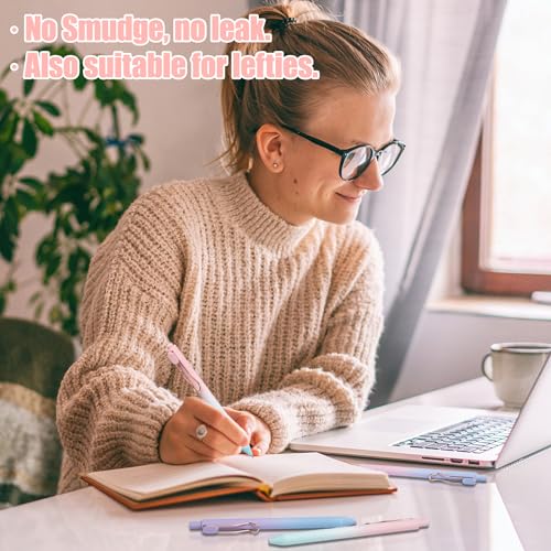 Drawdart Smooth Writing Pens, 12 Pcs No Bleed & Smear, Black Ink Fine Point (0.5mm), Retractable Aesthetic Journaling Pens for Women & Men - color: 12 Pcs Gradient- Black Ink