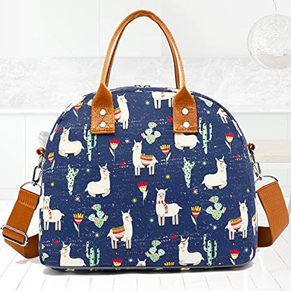 FlowFly Insulated Lunch Bag With Shoulder Strap for Women, Men, and Kids, Large and Reusable, Handle, Freezable Work and School Travel Tote and Meal Prep Organizer,Alpaca - color: Alpaca