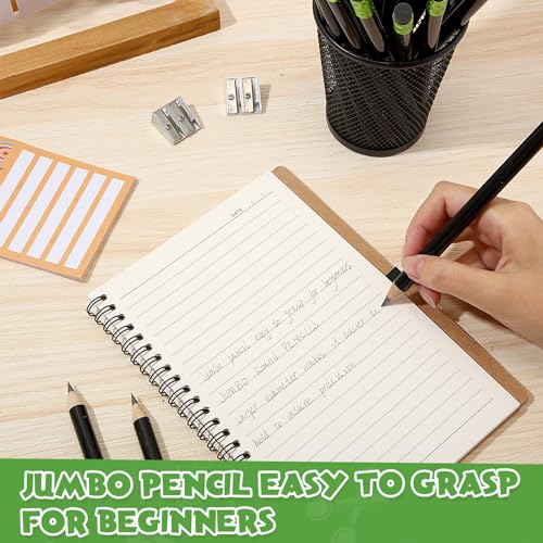 Fainne 48 Pcs Fat Pencils Jumbo Big Thick Large Pencils and 3 Pieces Sharpeners for Kids Beginners Preschoolers Kindergarten School Office Supplies(Black,Round) - color: Black, style: Round