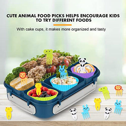 Yumuk Bento Box for Kids, 1300ML Lunch Box Kids with 4 Compartment & Food Picks Cake Cups, Lunch Box Containers for Adults/Kids/Toddler, Leak-Proof (Blue) - color: Blue