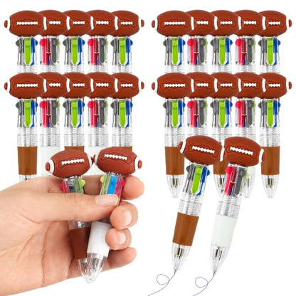 24 Pack Football Party Favors, 4-in-1 Multicolor Ballpoint Pens, Mini Retractable Football Pens, Goodie Bag Stuffers, Classroom Prizes, Birthday Gifts - style: Football