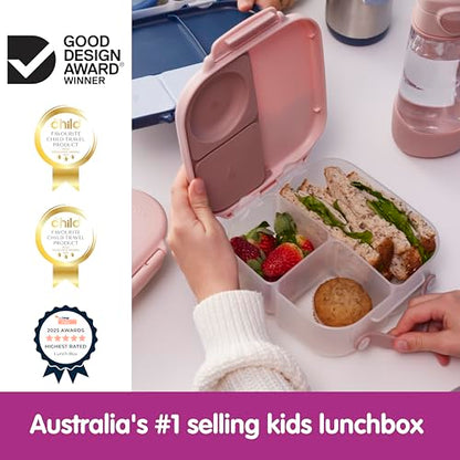 b.box Mini Lunch Box Kids | 4.25 Cup Leak Proof Bento Box for Kids Ages 3+ | 3 Compartment Snack Containers, School Lunch Container, Dishwasher Safe, BPA-Free, PFAS-Free - Blush Crush - color: Blush Crush, size: 1-pack