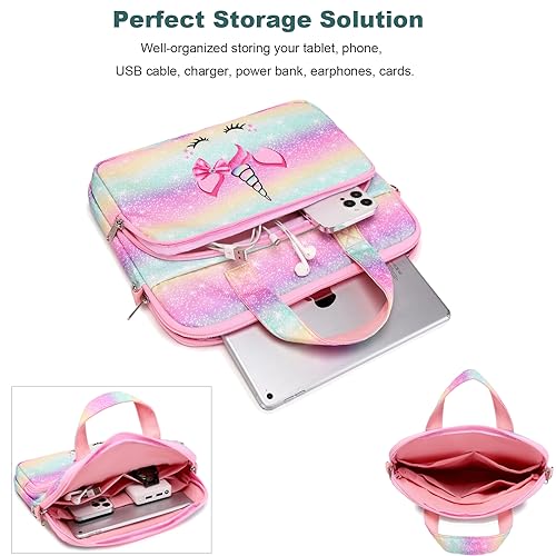 Octsky Kids Tablet Carrying Sleeve - 12.5 Inch Protective Bag with Shoulder Strap, Soft Lining - color: Butterfly Purple