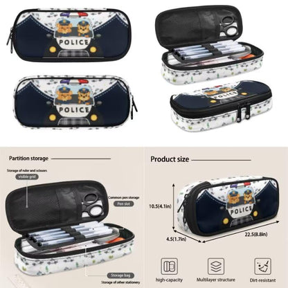 Cute Police Car Backpack for Kids Backpack Set of 4 with Lunch Bags Box Pencil Pouch for Boys Age 6-12 4Th 5Th 6Th Grade Water Bottle Holder Middle Kindergarten Primary School Bag 17 inch - color: Cute Police Car