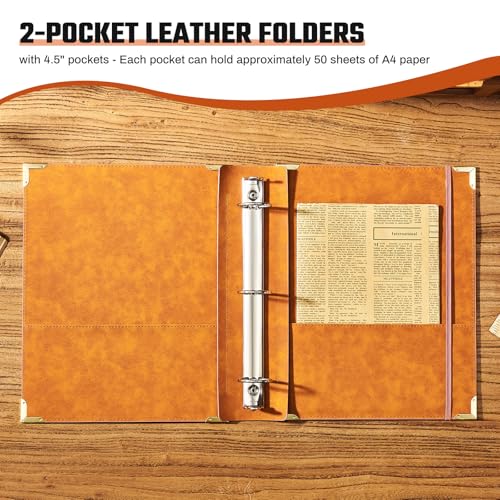 Ovesmusl Sunflower PU Leather 3 Ring Binder Fits 8.5"x11" Letter Size Paper, 1.5 Inch Round Ring Binder Holds 350 Sheets, Notepad Paper Cover Loose Leaf Organizer, Pink - color: Pink Flower, size: 1.5" Ring