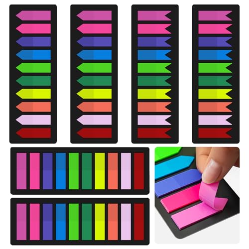 KICNIC 1500 Pieces Page Markers Sticky Index Tabs, Arrow Flag Tabs Self Adhesive, Colored Notes Tab Stickers for Notebook, Documents, Books [10 Colors, 3 Designs] Sticks Securely, Removes Cleanly