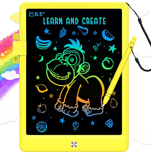 BUKEBU LCD Writing Tablet,8.5 inch Colorful Doodle Board for Kids (Yellow) | Kids drawing painting pad; radiation-free no glare; eye-friendly learning toy; gift for girls aged 3 to 6 years - color: Yellow, size: 6"W x 8.4"H