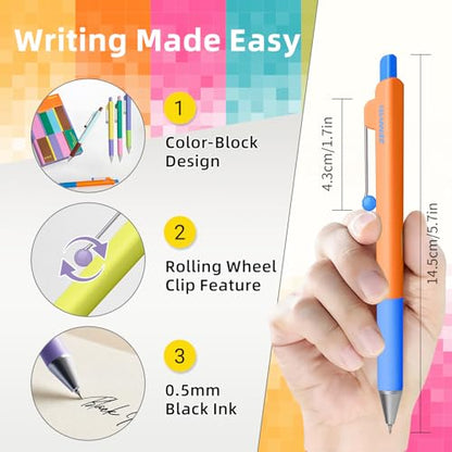 YOXMJDB Gel Pens, 5 Pcs 0.5mm Black Ink Fine Point Pens Quick-Drying Retractable Pens with Diamond-Shaped Barrel, Smooth Writing Pens for Journaling & Note Taking (5 Pcs Z3 Color-Block) - color: 5 Pcs Z3 Color-Block